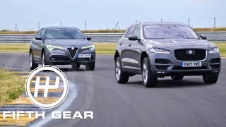 Fifth Gear Shoot Out Jaguar FPace Vs Alfa Romeo Stelvio [upl. by Haral970]