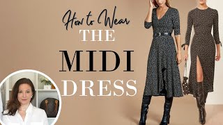 How to WEAR amp STYLE a Midi Dress this WINTER  Classy Outfits [upl. by Alrrats]