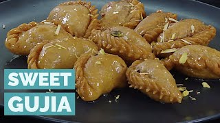 Indian Sweet Gujia Recipe Gujjia With Mava Sweet Gujjia Recipe by Vahchef [upl. by Yenattirb]