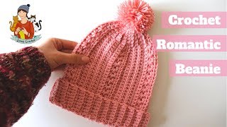 Crochet Easy Romantic Beanie  Beginner Friendly [upl. by Airitak]