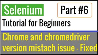 Chrome Browser and ChromeDriver version mismatch issue  Resolved  Selenium Tutorial Part 6 [upl. by Alyac]