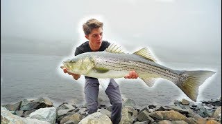 Most INSANE GIANT Striped Bass TOPWATER Fishing  Striper Mayhem D1 [upl. by Etsirhc876]