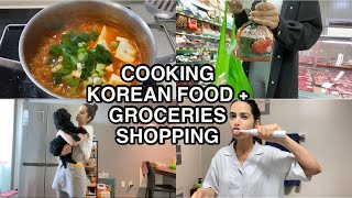 COOKING KOREAN FOOD  GROCERIES SHOPPING  vlog [upl. by Yerag]