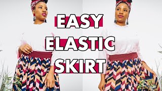 SEW AN EXPOSED ELASTIC GATHERED SKIRT EASY DIY STYLISH ELASTIC SKIRT TUTORIAL [upl. by Tonye]