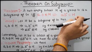 Group Theory Subgroup Theorem On Subgroup and Its proof One Step Test Theta Classes [upl. by Ilat896]