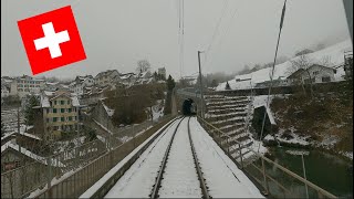 4K Führerstandsmitfahrt Nesslau  StGallen Train Cab Ride Switzerland Toggenburgerland in Fog [upl. by Gnirps]