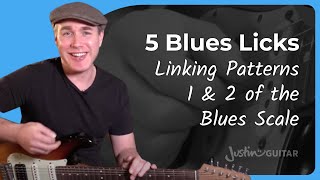 5 Blues Licks Linking Pentatonic Scale Patterns [upl. by Eiderf647]