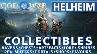 God of War  Helheim All Collectible Locations Ravens Chests Artefacts Shrines  100 [upl. by Viole]