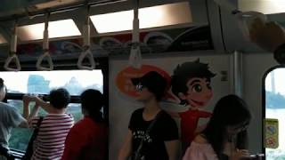 Full ride on Sentosa Express Pink Monorail Train from Sentosa to Beach 4k [upl. by Bekki]