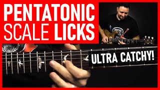 4 UltraCatchy Major Pentatonic Scale Guitar Licks [upl. by Hairahcaz]