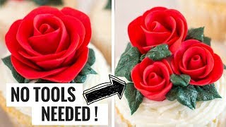 Easy Fondant Rose  No Tools Needed [upl. by Lilybel]