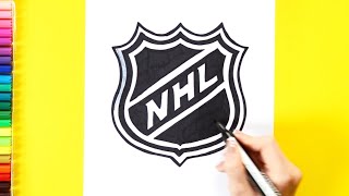 How to draw National Hockey League  NHL Logo [upl. by Eillor]