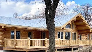 Log Home Single Level Tour Meadowlark’s Lakeside DriedIn [upl. by Retsof]