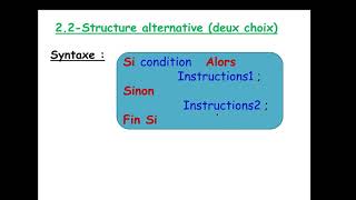 Module 3  Algorithme chapitre 2 Structure de contrôle de base [upl. by Lemhaj]