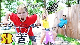 Dirt Bike Race Challenge and Most Epic Races Classic SuperHeroKids Funny Family Videos Compilation [upl. by Mair]