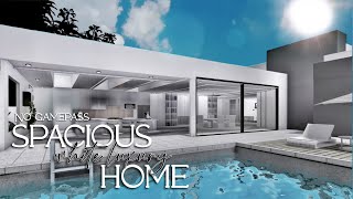 Bloxburg No Gamepass  Spacious White Luxury Home  Family Modern Mansion Speebuild [upl. by Llaccm]