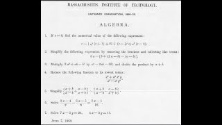 1869 MIT Entrance Exam [upl. by Trevah]