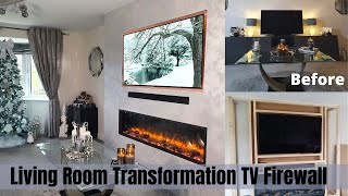 Living Room Transformation  TV Firewall  Fireplace Makeover [upl. by Nitsej]