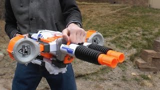 Nerf Elite RhinoFire Review and Shooting [upl. by Panaggio]