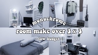 MAKEOVER KAMAR 3x3 LOW BUDGET MONOCHROME  Extreme Room Makeover Indonesia [upl. by Okika]