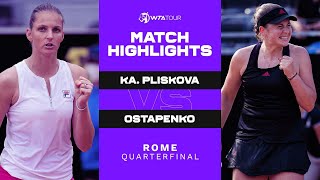 Karolina Pliskova vs Jelena Ostapenko  2021 Rome Quarterfinal  WTA Match Highlights [upl. by Mailliw]