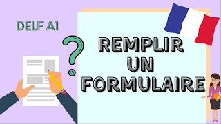 Remplir un formulaire  Fill in a form in French  DELF A1 Production écrite [upl. by Orpah]