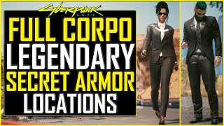 Cyberpunk 2077 How to get FULL Secret CORPO Armor  Clothing Set  All Legendary Corporate Locations [upl. by Zaria743]