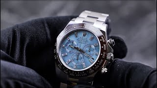 Rolex Cosmograph Daytona Platinum 116506 Ice Blue Baguette Dial Unboxing amp Presentation [upl. by Eignav918]