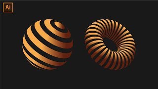 Striped 3D Shapes Tutorial  Adobe Illustrator [upl. by Ocirederf162]