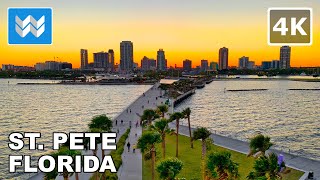 4K St Pete Pier in St Petersburg Florida USA  Sunset Walking Tour Vlog amp Vacation Travel Guide [upl. by Anilemrac]