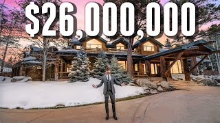 Touring a 25950000 LUXURY Log Cabin MANSION [upl. by Eremaj]