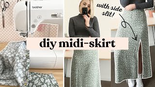 DIY MidiSkirt With A Side Slit [upl. by Ecnerwaled]