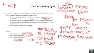 Cost Accounting Quiz 1 Answer Key Problems [upl. by Madora]