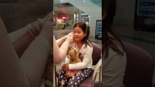 Amy getting her ear piercing at claires [upl. by Lantha]