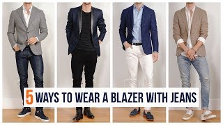 How to Wear A Blazer With Jeans  Casual Men’s Fashion  Spring Outfit Inspiration [upl. by Atsirtal417]