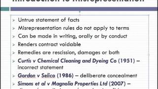 Misrepresentation Lecture 1 of 4 [upl. by Demeyer]