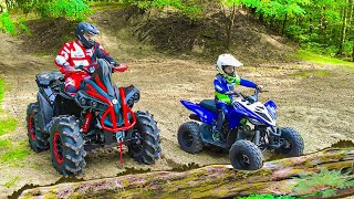 Den and Dad ride on Quad Bikes in the forest Family Fun [upl. by Orazio]