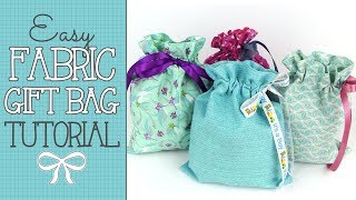 Drawstring Fabric Gift Bag Tutorial  Quick amp EASY Scrap Buster [upl. by Yendys729]