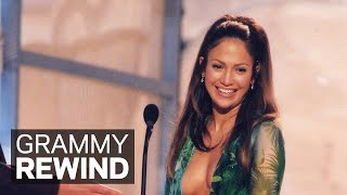 Jennifer Lopez amp The Green Versace Dress Presents Best RampB Album At 2000 GRAMMYs  GRAMMY Rewind [upl. by Janella]