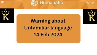 Warning about unfamiliar language 14 Feb 2024 [upl. by Kciredohr]