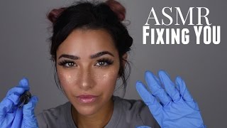 ASMR Fixing You Whispered Roleplay Gloves sounds Face Brushing Scratching sounds and [upl. by Stig]