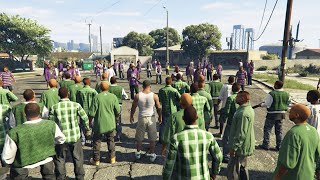 The Biggest Gang War in GTA 5 History 100 Grove vs 100 Ballas [upl. by Annotahs]