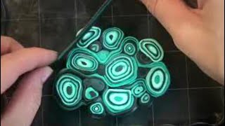 Most Easy Way to Create FAUX MALACHITE STONE from Polymer Clay Jewelry Tutorial [upl. by Hawken540]