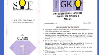 Class 1 GK Olympiad Question Paper 202425  SOF IGKO Exam for Class 1 Olympiad Exam Class 1 [upl. by Lesly958]