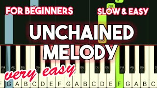 LIONEL RICHIE  UNCHAINED MELODY  SLOW amp EASY PIANO TUTORIAL [upl. by Mae680]