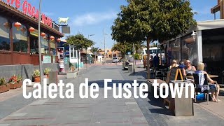 Walk around Caleta de Fuste town center main streets Fuerteventura shops bars restaurants [upl. by Ramsay726]