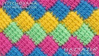 HOW to CROCHET ENTRELAC  Tunisian Interlaced Patchwork Diamonds Entrelec by Naztazia [upl. by Sucramd]