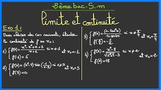 2ème bac SM  Limites et continuité Exercice 1 [upl. by Dibrin122]