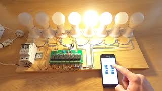 8 Channel Electromagnetic relay module with wireless esp8266 REMOTEXY app [upl. by Noseyt]