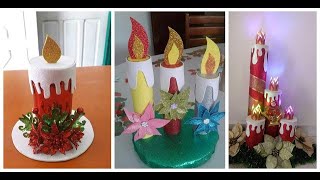 ¡PASO A PASO Como Crear Velas Navideñas Con Goma Eva o Foami [upl. by Atiniv803]